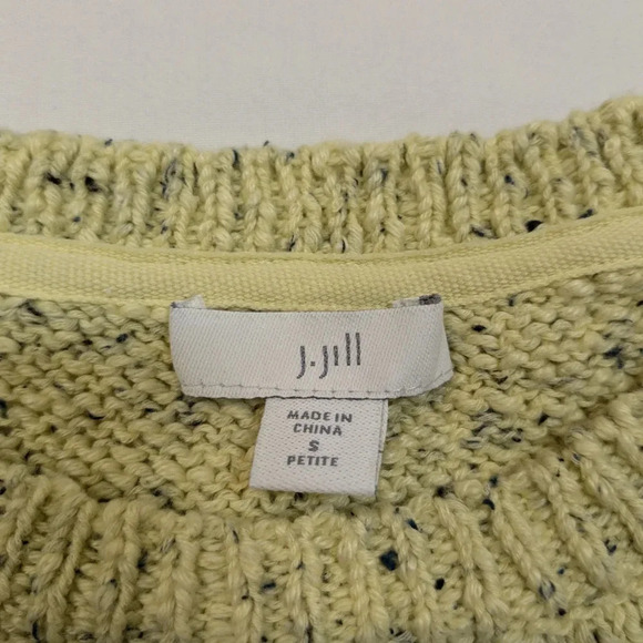 J.Jill women's yellow marbled sweater, 3/4 sleeve ribbed pullover, size S petite - Picture 4 of 7